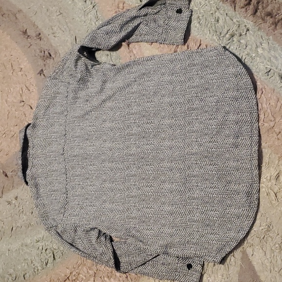 Athleta Textured Shirt Jacket large Braiden Black White #882490 - Picture 11 of 12